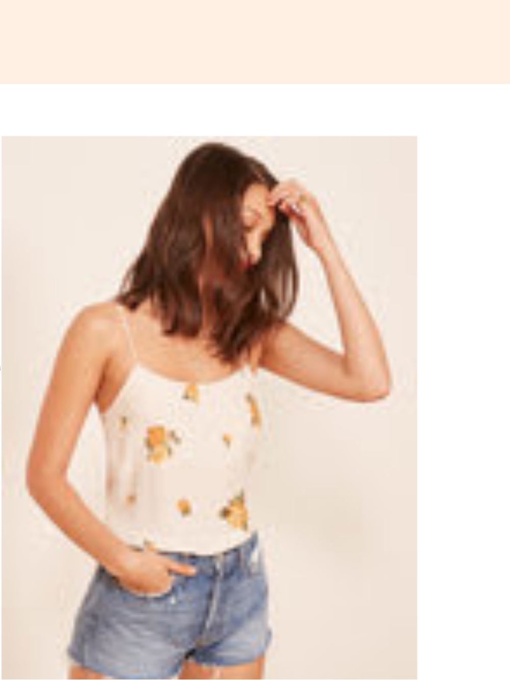 Reformation Cream Floral Spaghetti-Strap Camisole with Yellow Blooms